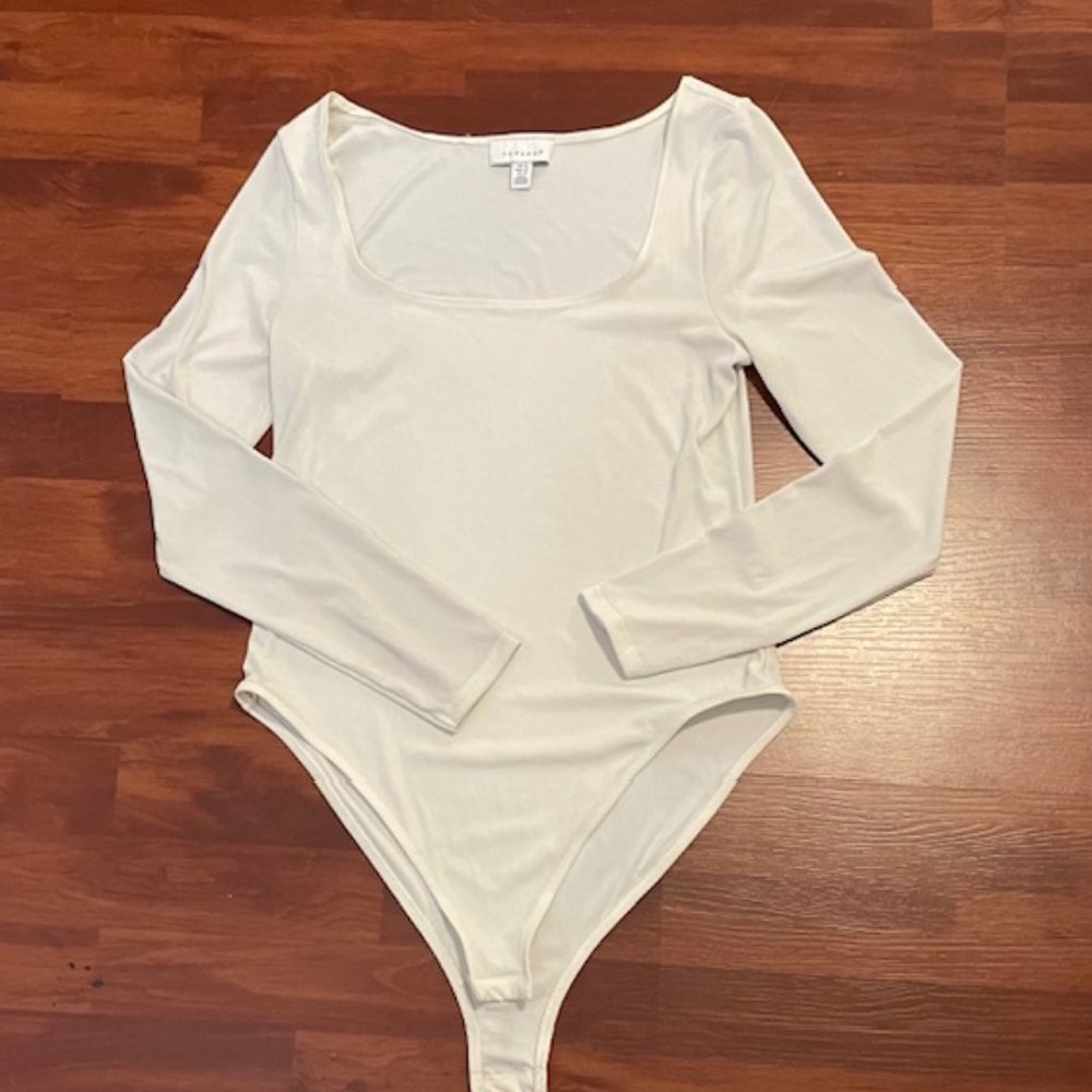 TopShop SquareNeck Cream Colored Long Sleeve Body Suit